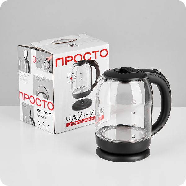 Чайник электрический стеклянный от бренда "ПРОСТО"