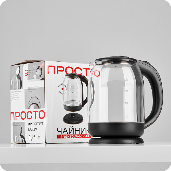 Чайник электрический стеклянный от бренда "ПРОСТО"